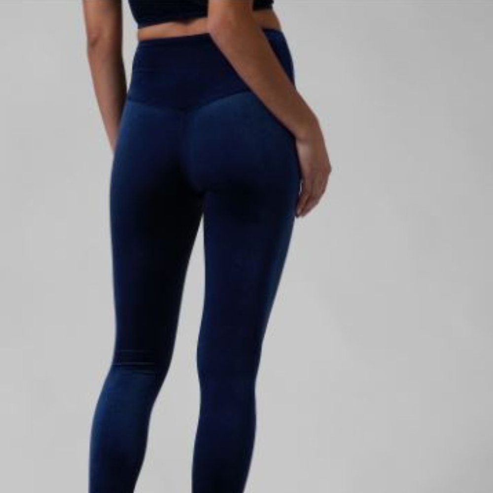 NWT Athleta Elation Velvet Tight Small Navy